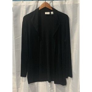 Chico’s Travelers Women's Size 2 Open Front Side Slit Long Sleeve Black Cardigan